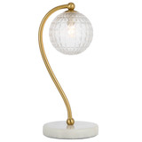 Telbix Felton White Marble Base Desk Lamp - Clear Prism Glass - Antique Gold