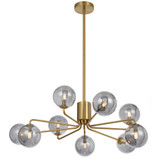 Telbix Felton Rod Pendant Light - 9 Arm - Smoke Glass - 880mm - Antique Gold