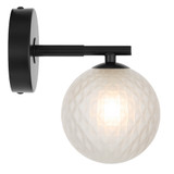 Telbix Felton Indoor Wall Light - Frost Tear Glass - Black