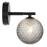 Telbix Felton Indoor Wall Light - Smoke Tear Glass - Black