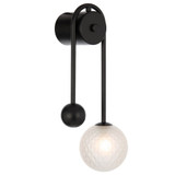Telbix Felton Indoor Arm Wall Light - Frost Tear Glass - Black