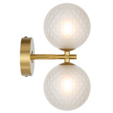 Telbix Felton Indoor Wall Light - 2 Light - Frost Tear Glass - Antique Gold