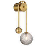 Telbix Felton Indoor Arm Wall Light - Smoke Tear Glass - Antique Gold