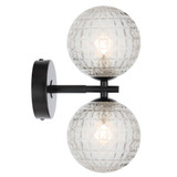 Telbix Felton Indoor Wall Light - 2 Light - Clear Prism Glass - Black