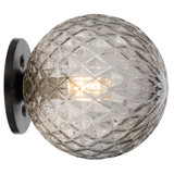 Telbix Gaston Indoor Wall Light - Smoke Tear Glass - Black