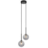 Telbix Gaston Cord Pendant Light - 2 Light - Smoke Glass - 210mm - Black