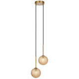 Telbix Gaston Cord Pendant Light - 2 Light - Amber Tear Glass - 210mm - Antique Gold