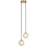 Telbix Gaston Cord Pendant Light - 2 Light - Frost Tear Glass - 210mm - Antique Gold