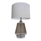 Telbix Harper Smoke Ombre Base Table Lamp - White Shade - Grey