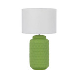 Telbix Heshi Ceramic Base Table Lamp - White Shade - Green
