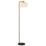Telbix Hoff Black Marble Base Floor Lamp - Opal Matte Shade - Antique Gold