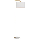 Telbix Ingrid Industrial Floor Lamp - White Shade - Gold & White