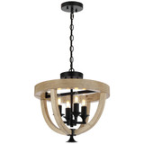 Telbix Hosley Close to Ceiling Light - Wood Frame - 380 x 420mm - Black