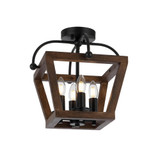 Telbix Lacota Close to Ceiling Light - Wood Frame - 330 x 200mm - Black