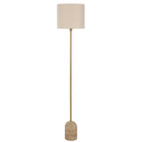 Telbix Livia Travertine Floor Lamp - Cream Shade - Gold & Cream