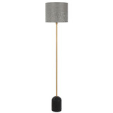 Telbix Livia Travertine Floor Lamp - Dark Grey Shade - Gold & Black