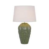Telbix Madrid Ceramic Base Table Lamp - White Shade - Green