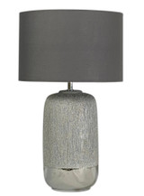 Telbix Misty Ceramic Base Table Lamp - Grey Shade - Silver