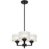 Telbix Moreno II Rod Pendant Light - 3 Arm - Clear Glass - 455mm - Black