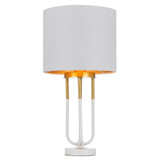 Telbix Negas Art Deco Table Lamp - White Shade - White & Gold