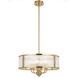 Telbix Norel Rod Pendant Light - 6 Light  - Clear Glass - 500mm - Antique Gold