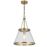 Telbix Olmont Chain Pendant Light with Rod - Clear Glass - 370mm - Gold
