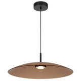 Telbix Orilla Black Rod Pendant Light - Brown Shade - 600mm - Brown