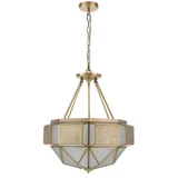 Telbix Overton Chain Pendant Light - Frost Glass - 500mm - Brass