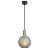 Telbix Patino Black Cord Pendant Light - Grey Smoke Glass - 200mm - Gold