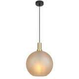 Telbix Patino Black Cord Pendant Light - Amber Glass - 300mm - Gold