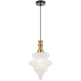 Telbix Privas Cord Pendant Light - Frost Glass - Antique Gold