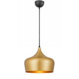 Telbix Polk Black Cord Pendant Light - Gold Shade - 300mm - Gold