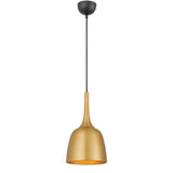 Telbix Polk Black Cord Pendant Light - Gold Shade - 200mm - Gold