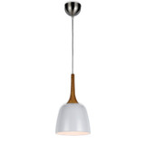 Telbix Polk Chrome Cord Pendant Light with Oak Painted - White Shade - 200mm - White