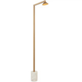Telbix Satrom LED Floor Lamp - White Marble Base - Antique Brass
