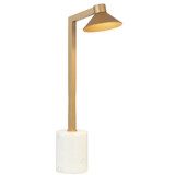 Telbix Satrom LED Desk Lamp - White Marble Base - Antique Brass