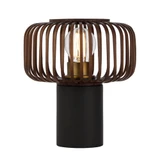 Telbix Sorens Round Iron Base Table Lamp - Bamboo Shade - Brown