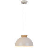 Telbix Sovin Cord Pendant Light - Taupe Shade - 250mm - Oak & Grey