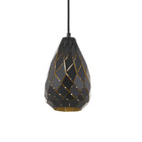 Telbix Simon Black Cord Pendant Light - Aluminium Shade - 150mm - Gun Metal