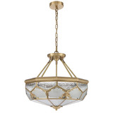 Telbix Valmont Chain Pendant Light - Frost Glass - 500mm - Brass