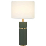 Telbix Valda Leather Base Table Lamp - Ivory Shade - Gold & Green