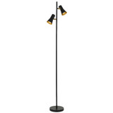 Telbix Verik Floor Lamp - 2 Light - Black Shade - Black & Gold