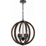 Telbix Vestal Lantern Chain Pendant Light - 4 Light - 450mm - Wood