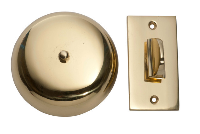 Tradco Classic Manual Turn Doorbell 90mm Polished Brass