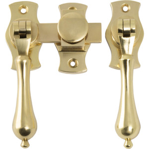 Tradco Teardrop French Door Fastener - Polished Brass