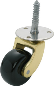 Restorers Brass Threaded Caster - 1 Inch Porcelain Wheel