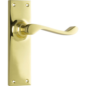 Tradco Victorian Lever Door Handle - 152 x 42mm - Polished Brass