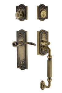 Nostalgic Meadows Entry Door Handleset - Swan Lever - F Grip - Antique Brass