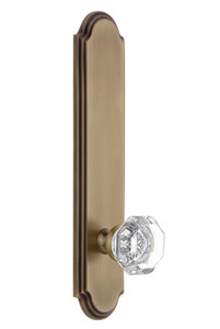 Grandeur Chambord Clear Crystal Door Knob - Arc Tall Plate - 279 x 64mm - Vintage Brass