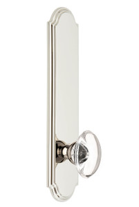 Grandeur Provence Clear Crystal Door Knob - Arc Tall Plate - 279 x 64mm - Polished Nickel